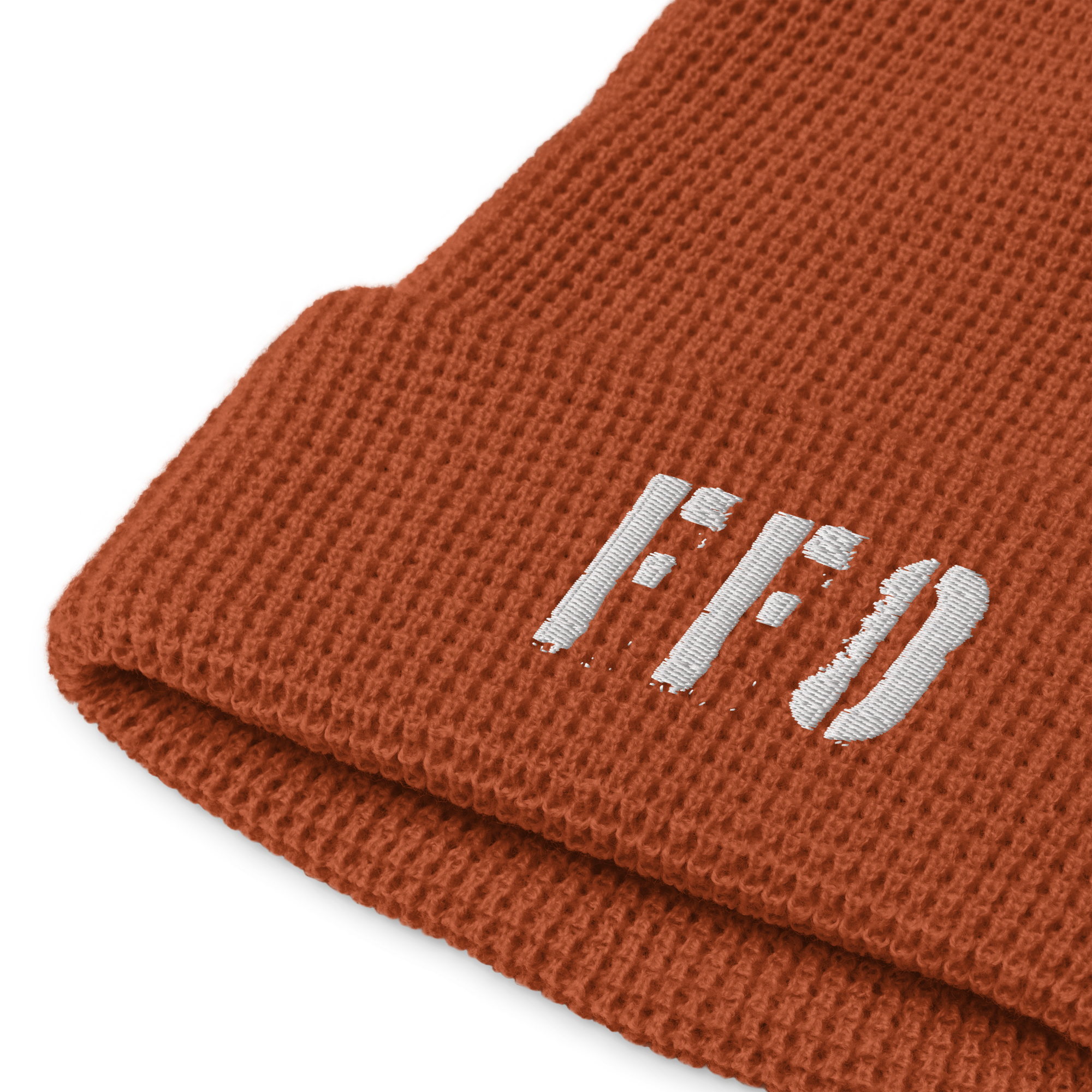 Richardson waffle knit beanie with front-embroidered white FFO logo — rugged winter headwear combining tactical texture and faith-driven branding in the Head for Cover Collection.